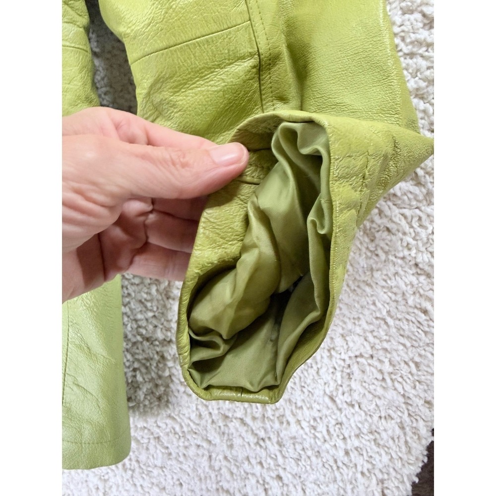 Ashley Stewart Leather Jacket Women 2XL Green Good Double Breasted Pea Coat - Picture 14 of 14